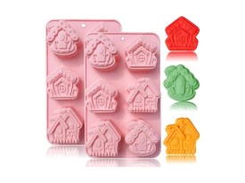 Molde silicona 6 casitas surtidas 